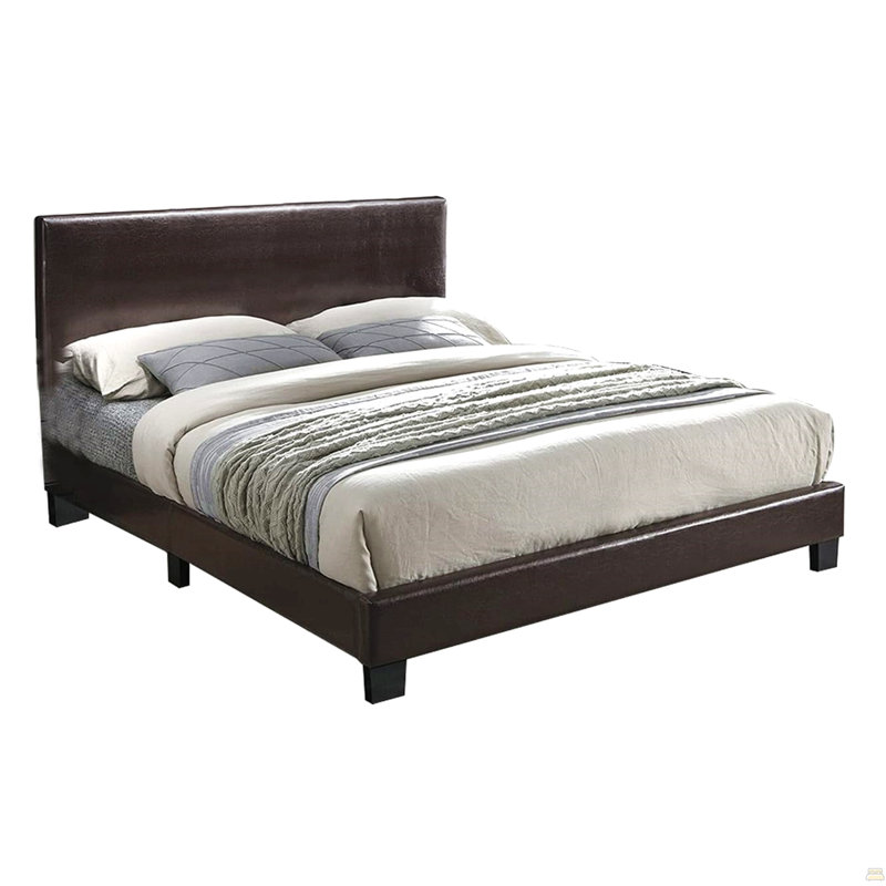 Tête de lit ajustable en similicuir 1pc, Brun / Espresso, Grand lit