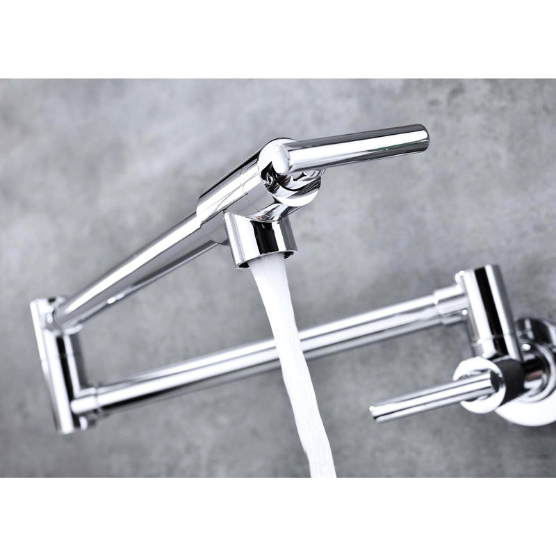 Folding Pot Filler Faucet For Kitchen, Wall Mounted, 360 Swivel, Brass, , Double Handle Design Smooth Water Regulation, Mounted Kitchen Faucet, Feature, Rotation, Brass Made, , Handles Enhanced