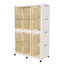 Armoire pliante portative blanche avec 6 portes magnétiques, 2 tringles de suspension et roues verrouillables