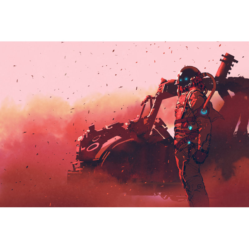 Red Astronaut - Wrapped Canvas Print, 30cm H x 46cm W x 3.8cm D