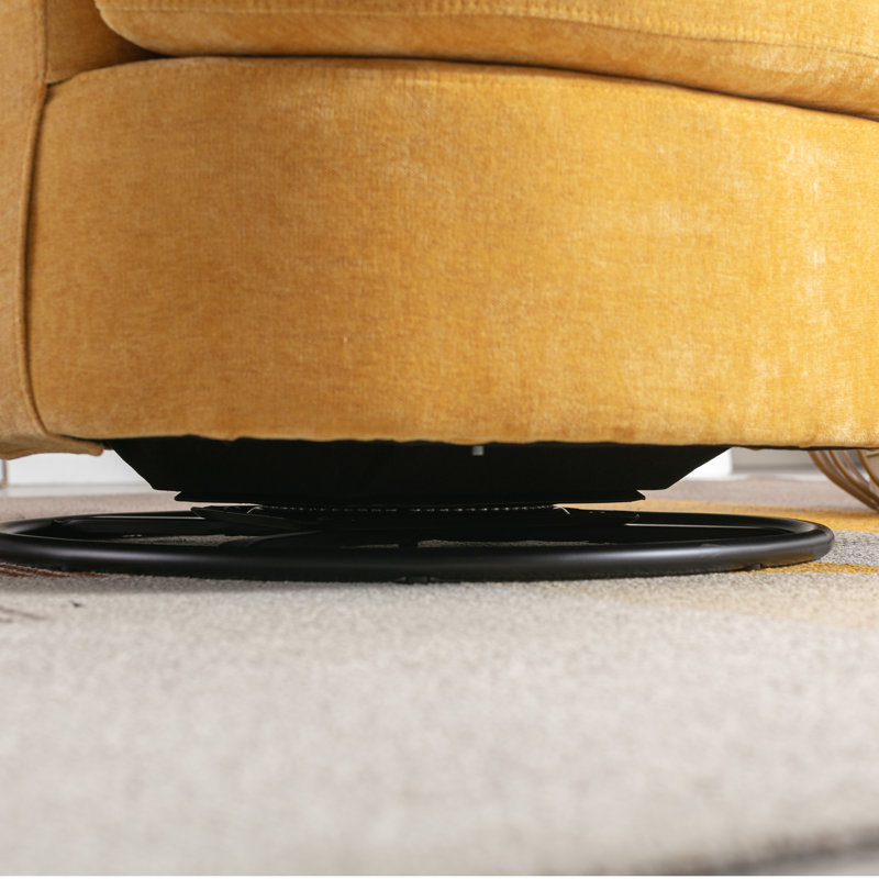 Yelina Polyester Slipcovered Swivel Barrel Chair, Mustard 100% Polyester
