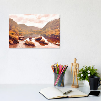 Lakeside In Autumn by Grafitee Studios - Wrapped Canvas Print