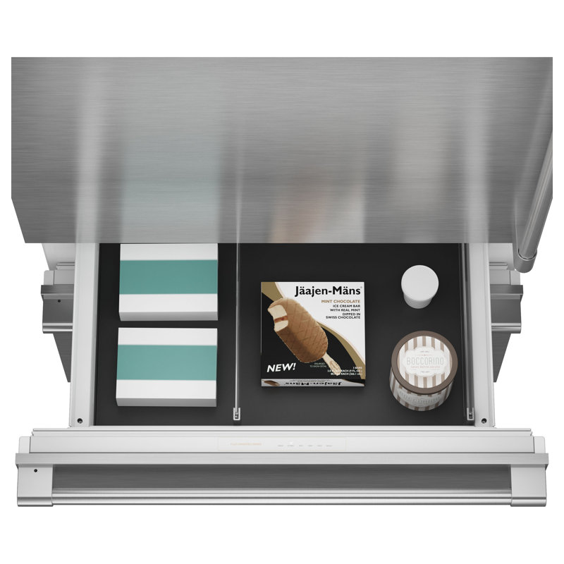 36" Panel-Ready Premium Integrated Bottom-Left Hinge, 84" H Stainless Steel Panel, Left, Minimalist