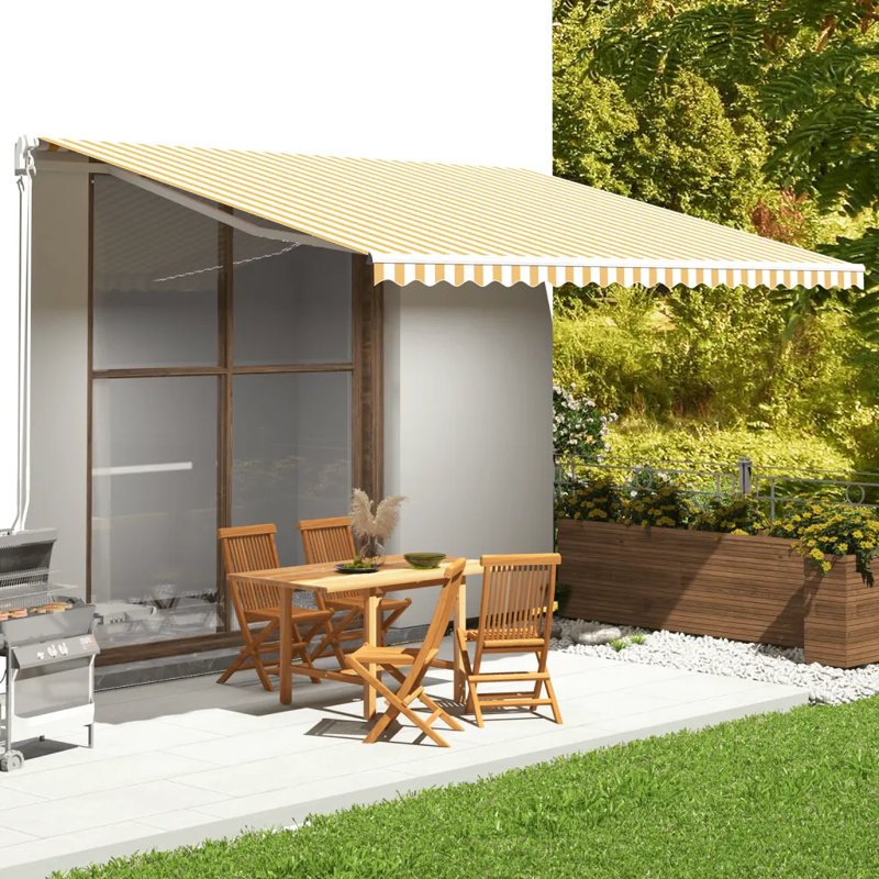 Awning Top Sunshade Canvas , 400cm W x 350cm D, Yellow/White