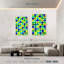 Bleu, jaune, vert, abstrait, motif de peinture fluide-1794833984