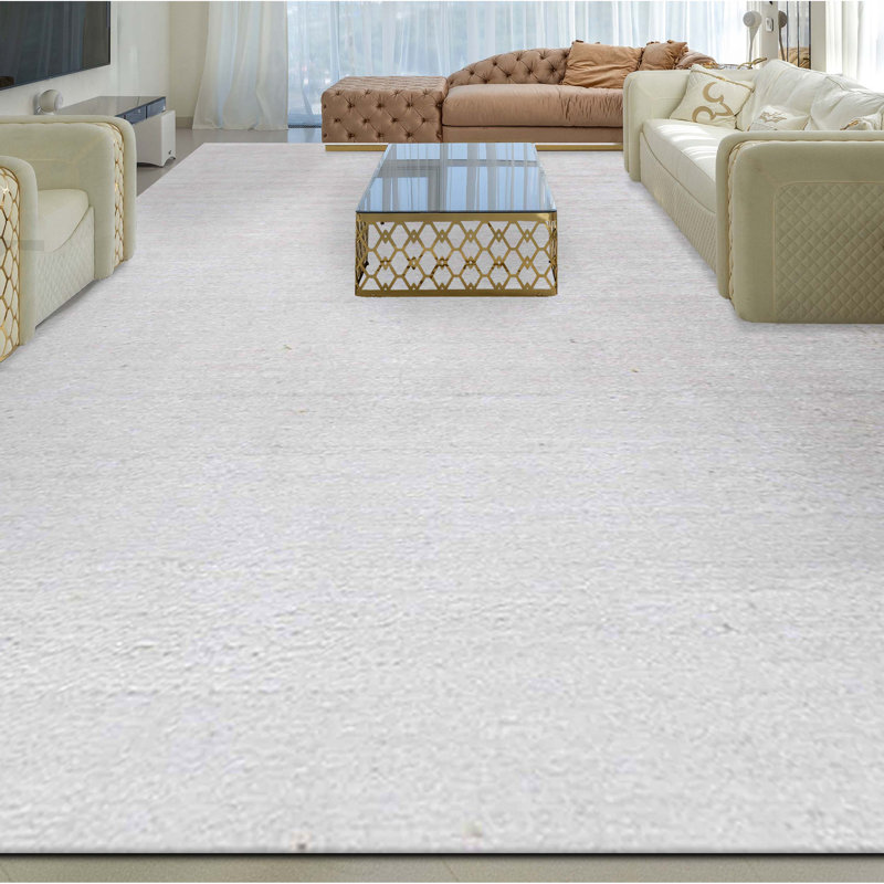 Area Rug in White, Rectangle 5'8" x 7'10"