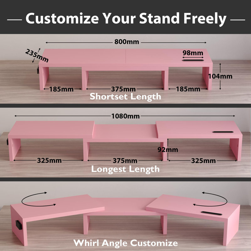 Berardinelli Engineered Wood Monitor Stand, Pink