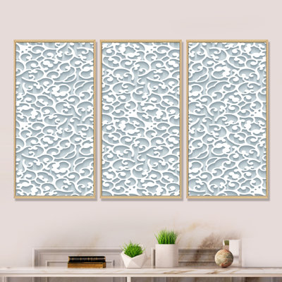 Dentelle gris clair - reproduction sur toile flottante 3 pièces
