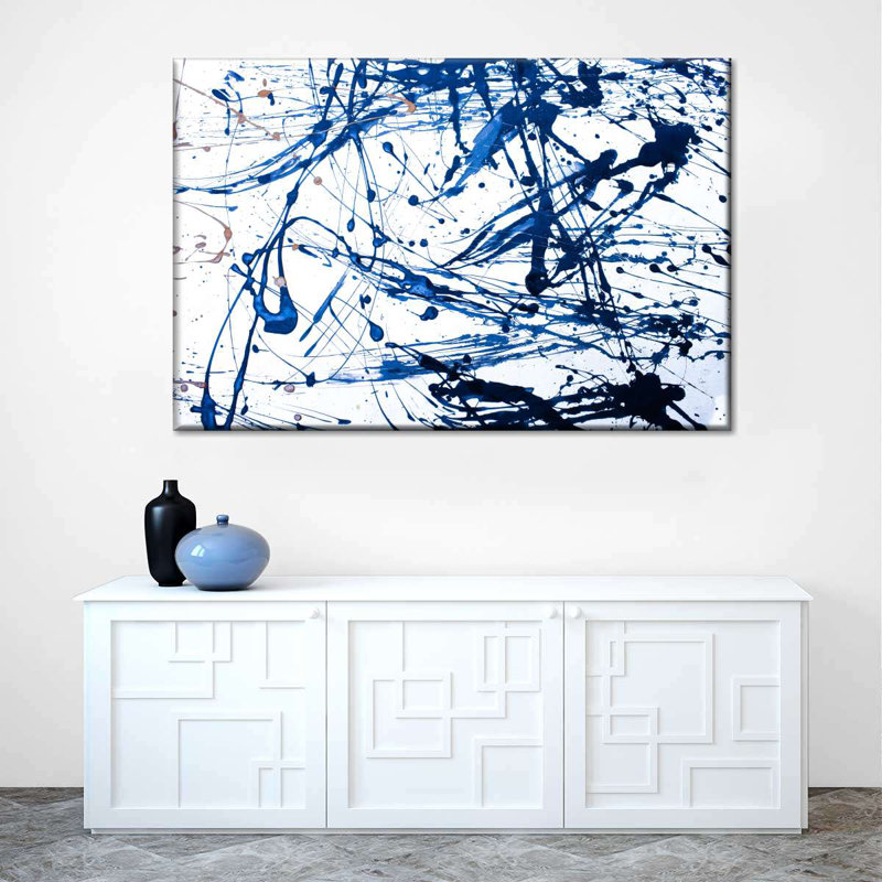 Abstrait bleu marine abstrait sur toile, H 8 po x l 12 po x P 1 po