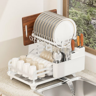 2 Tier Dish Drying Rack,Dish Racks For Kitchen Counter Black