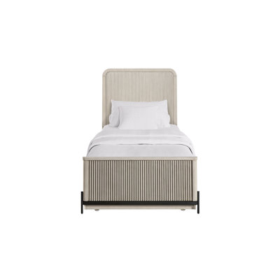 Full Sized Bed With Taupe Trundle, , And Solid Wood Base Twin Trundle Birch Veneer Surface