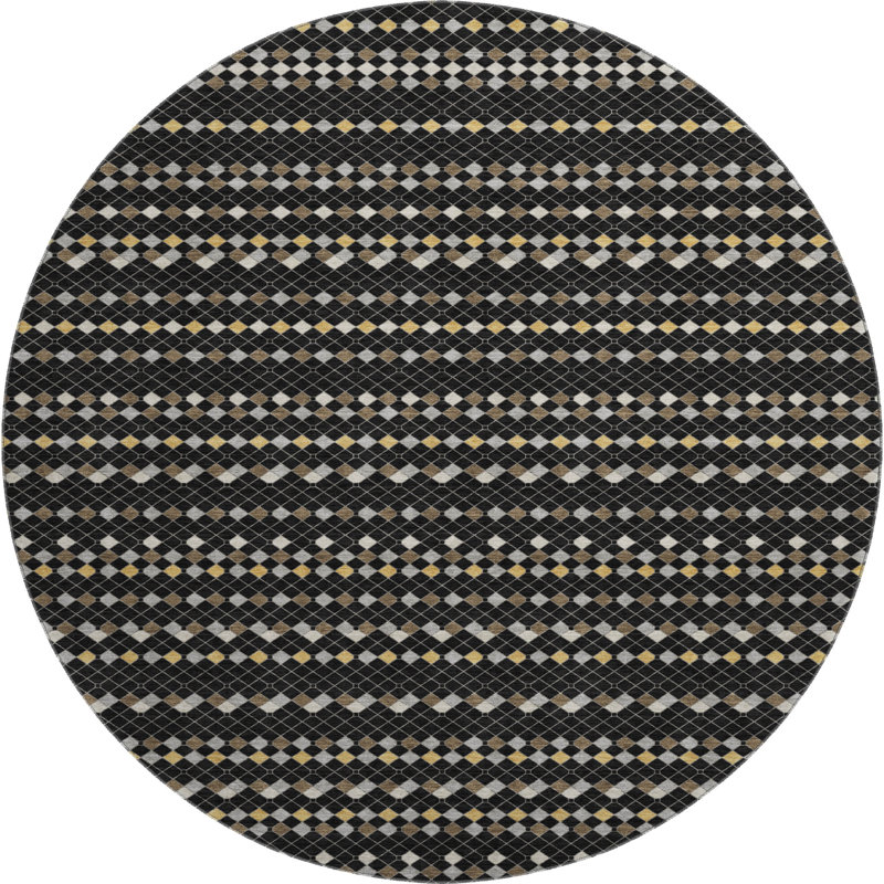 Tapis à rayures Sykora AMF1408 lavable à la machine de qualité supérieure, Rond 8 pi