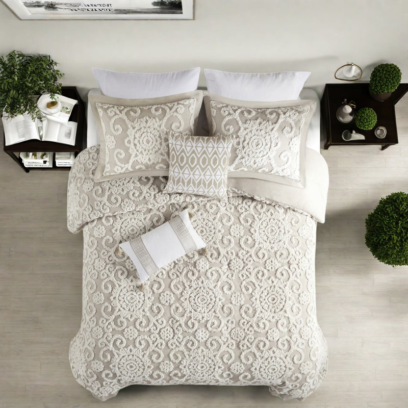 Premium Bedding Sets Cotton Full Queen Tufted Taupe For Modern Home