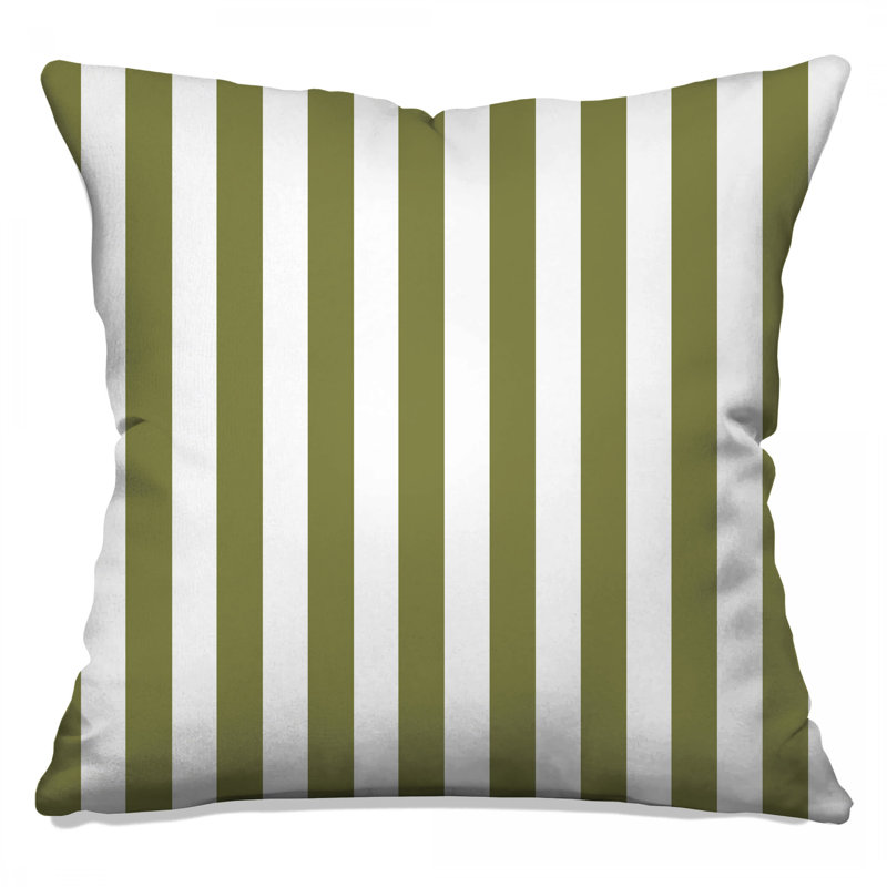 Olive Vertical Stripes Double Sided Throw Pillows, 14 x 14 inches