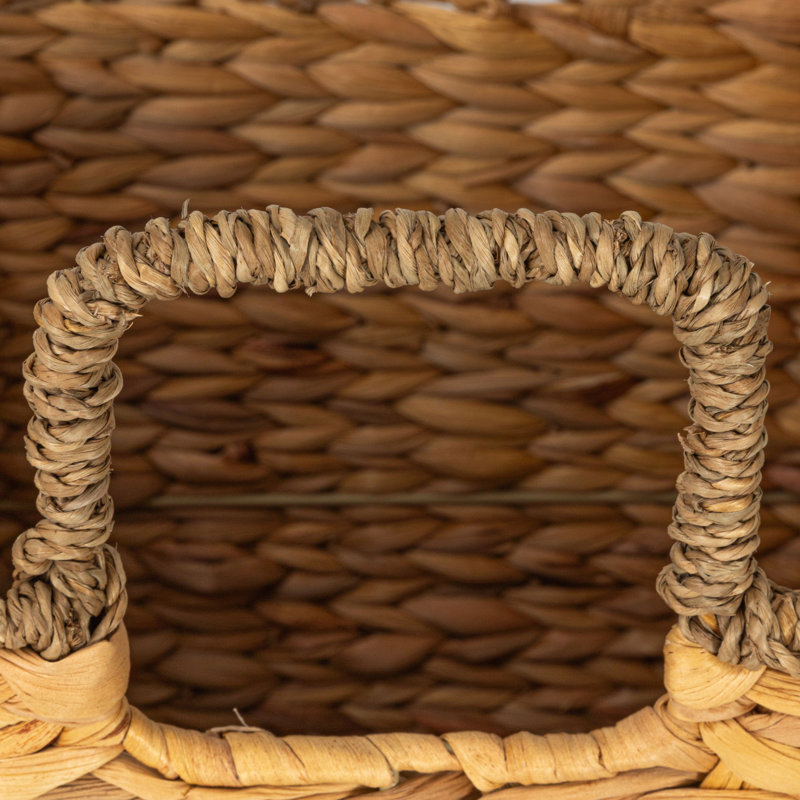 Natural Handwoven Seagrass and Water Hyacinth Basket with Handles