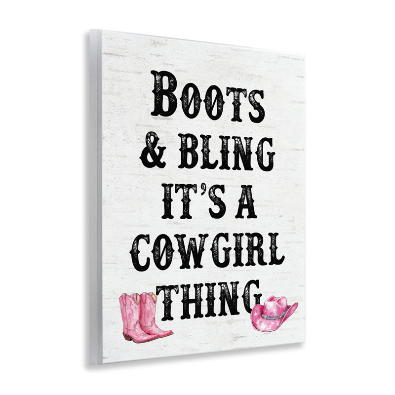  Bottes et bling, art de plaque murale Cowgirl par lettré et doublé