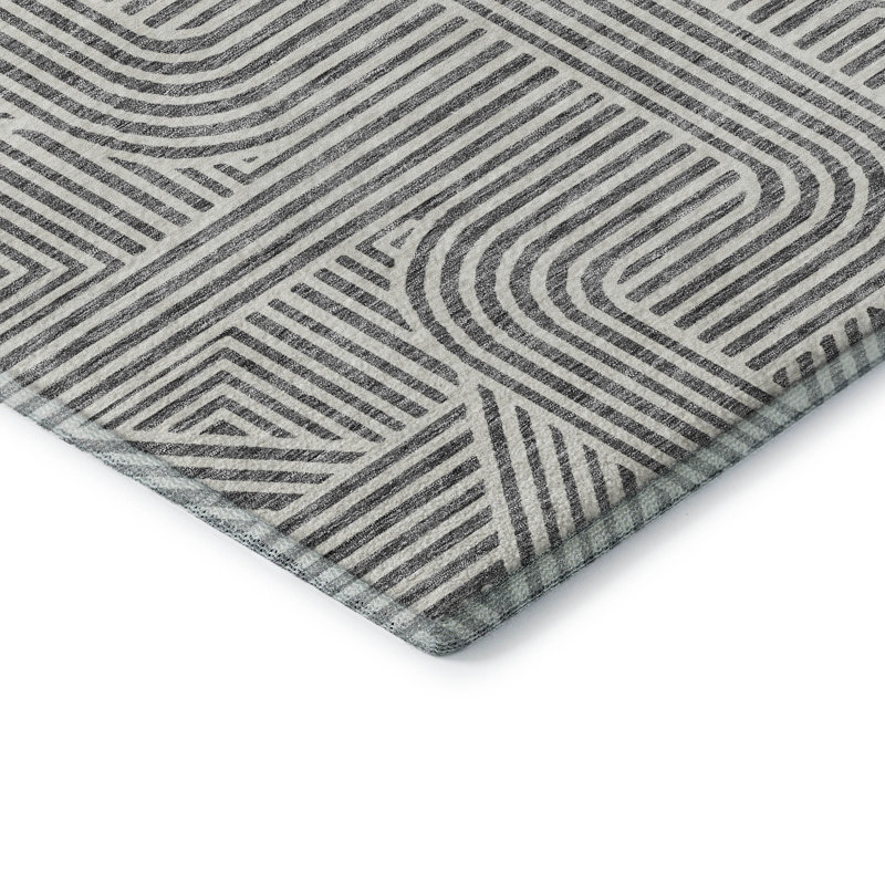Premium Machine Washable Prisco Gray Rug, Round 8'
