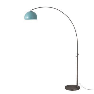 Lampe demi-dôme à arc 92 po - acier nickel noir, base en acier nickel noir, acier nickel noir S, à intensité variable, ampoule incluse