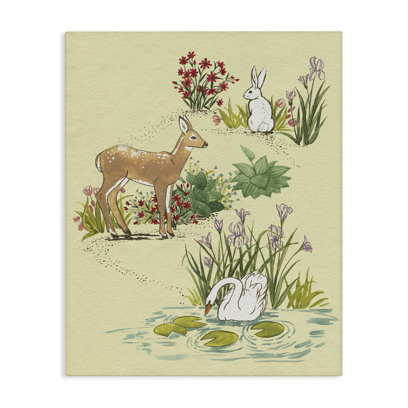 «Peaceful Spring Animals», toile par Grace Popp, H 20 po x l 16 po