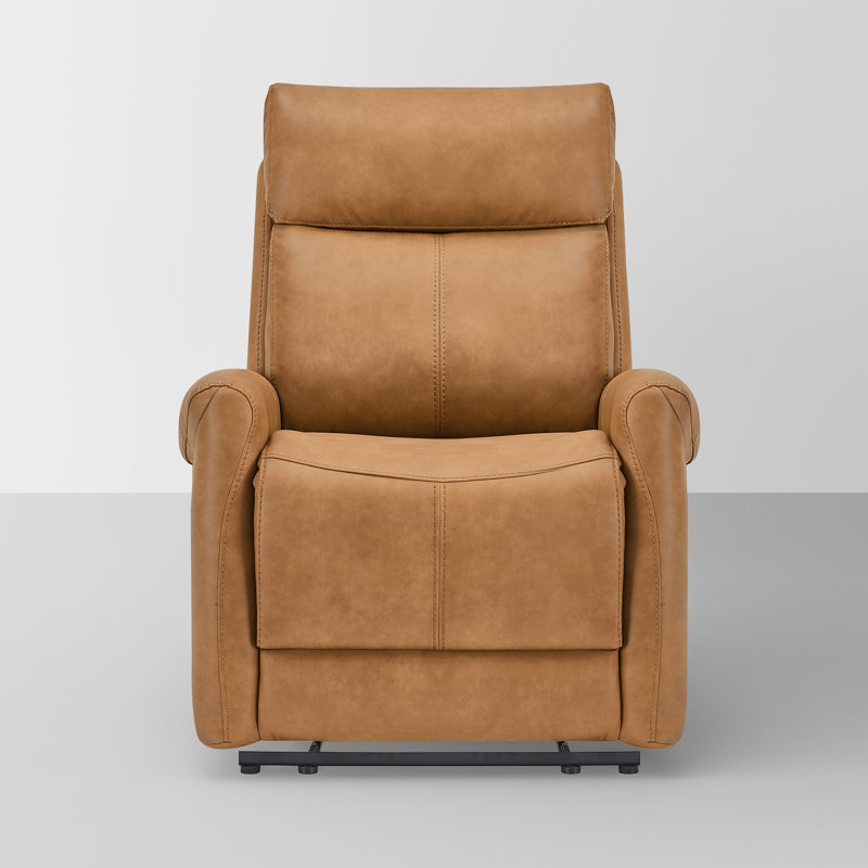Zero Clearence RV Friendly Vegan Leather Power Recliner, Camel