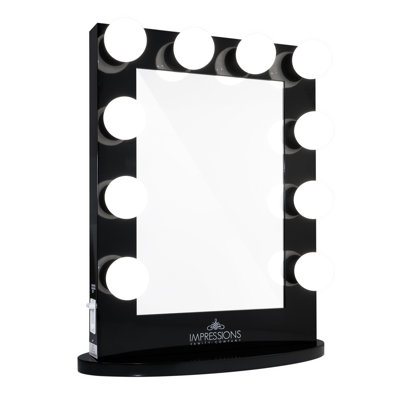 Miroir de coiffeuse Hollywood avec 12 ampoules DEL givrées et base Hollywood