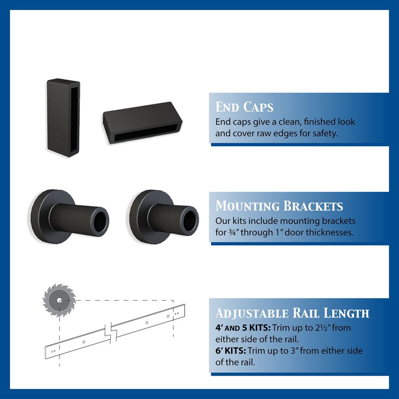 48 in. Stainless Steel Mini Sliding Barn Door Hardware Kit