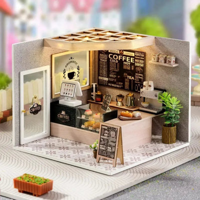 Wizardi Miniature Roombox Kit - Cafe Dollhouse Kit