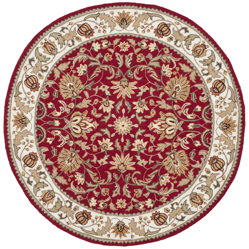 Tapis intérieur / extérieur rouge crocheté à la main Harkins, Rond 8 pi