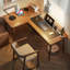 Bureaux en bois massif brun en forme de L-108223731-108223732