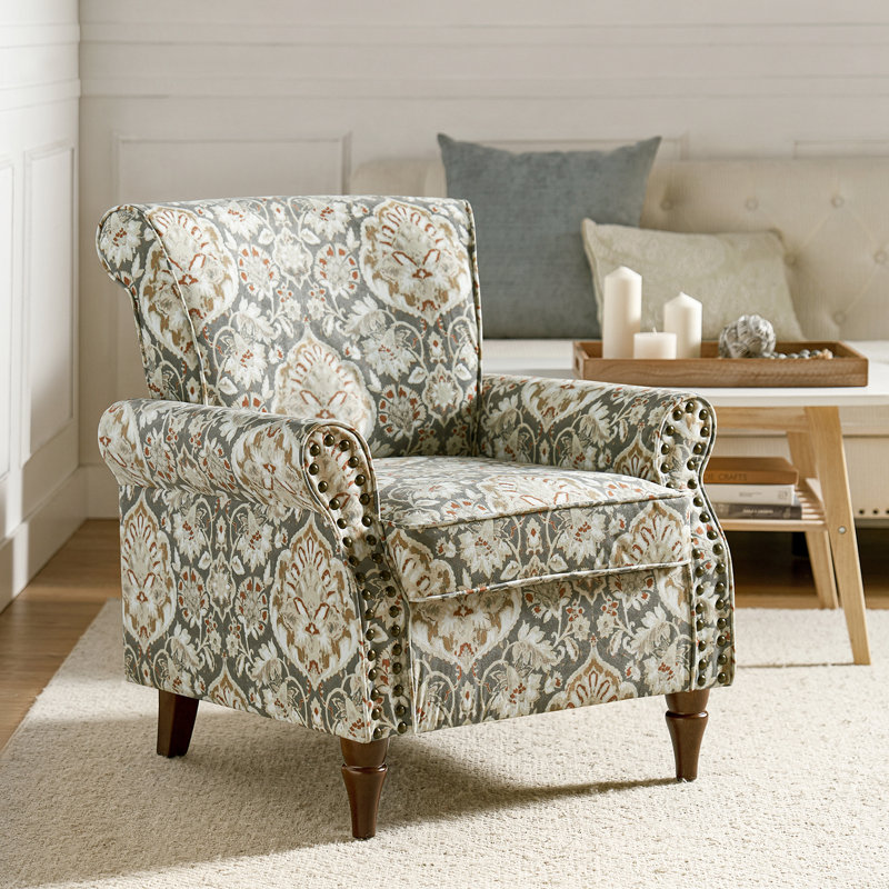 Fauteuil Asul avec garniture cloutée, Velours de pin