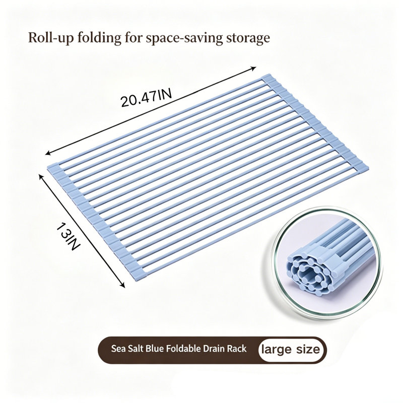 Adjustable Over The Sink Dish Rack, Blue