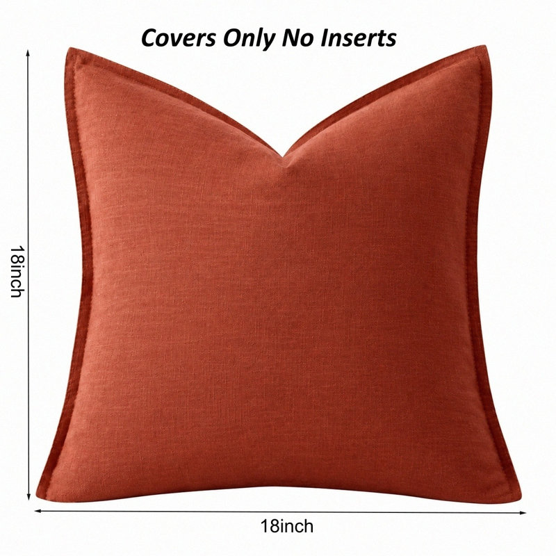 Housses de coussin décoratives en lin 18 x 18 pouces, Rouille