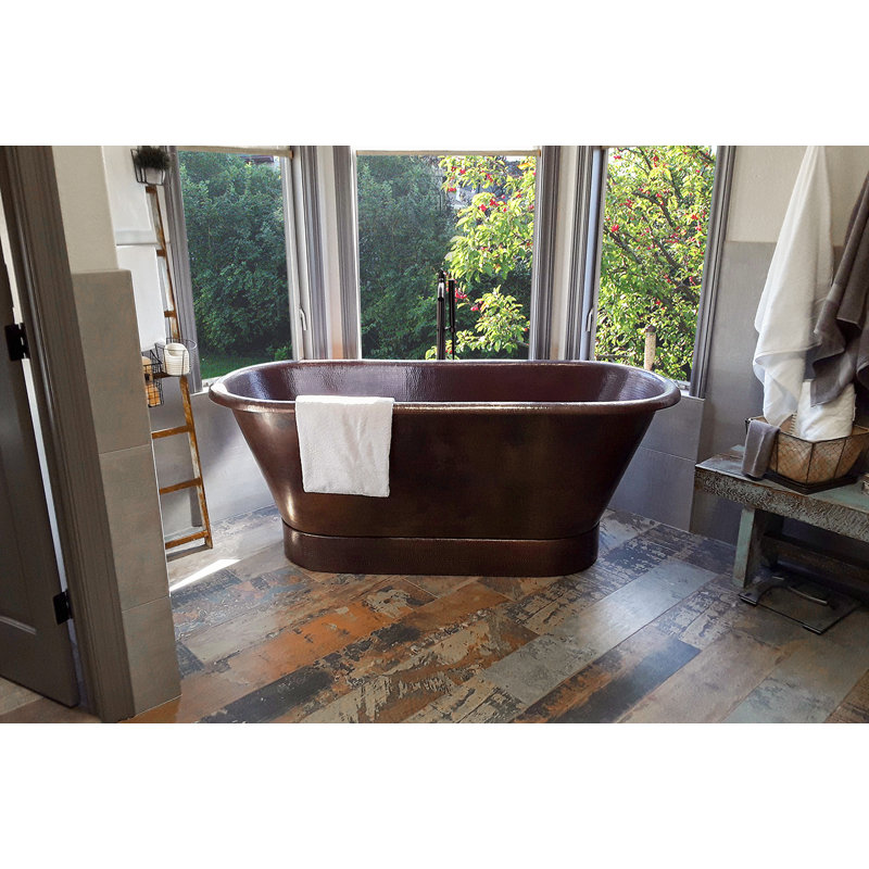 72" Hammered Copper Modern Style Bathtub