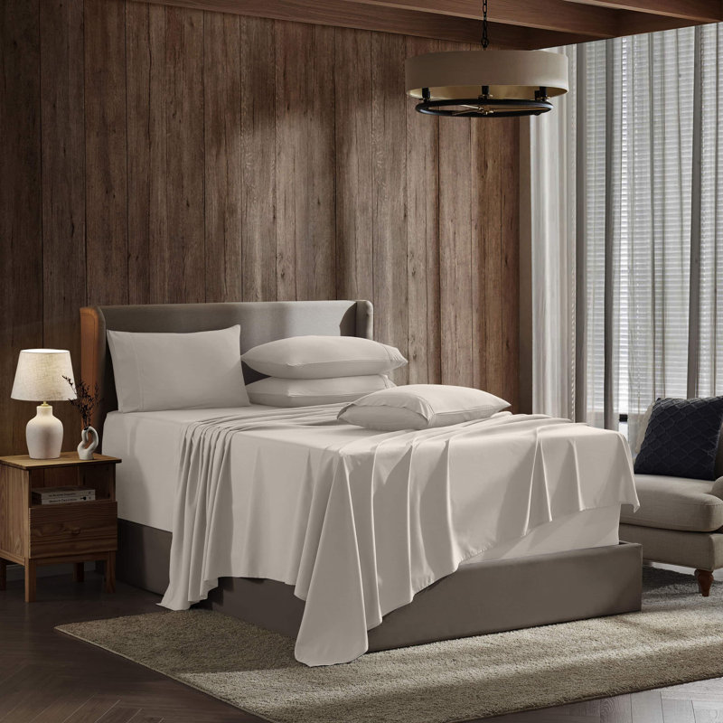 Luxury 6-Piece Double-Brushed Microfiber Deep Pocket Sheet Set – Fits Mattresses Up to 24”, Linen