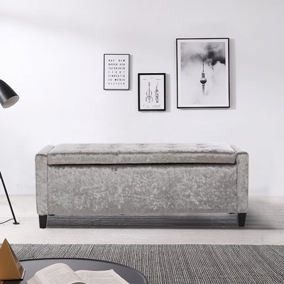 Anjelia 111cm Wide Velvet Tufted Solid Colour Standard Ottoman with Storage