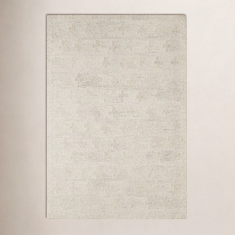 Tapis rectangulaire en laine touffeté à la main ivoire Niara, Rectangle 2 pi x 3 pi
