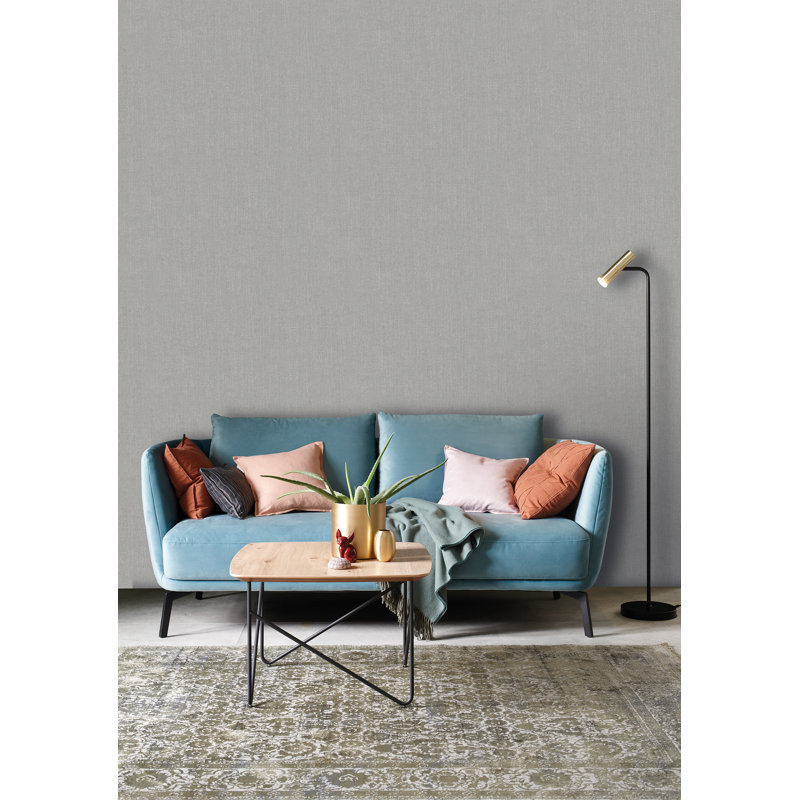 Rouleau de papier peint uni tissé texturé L 33 pi x l 21 po, gris