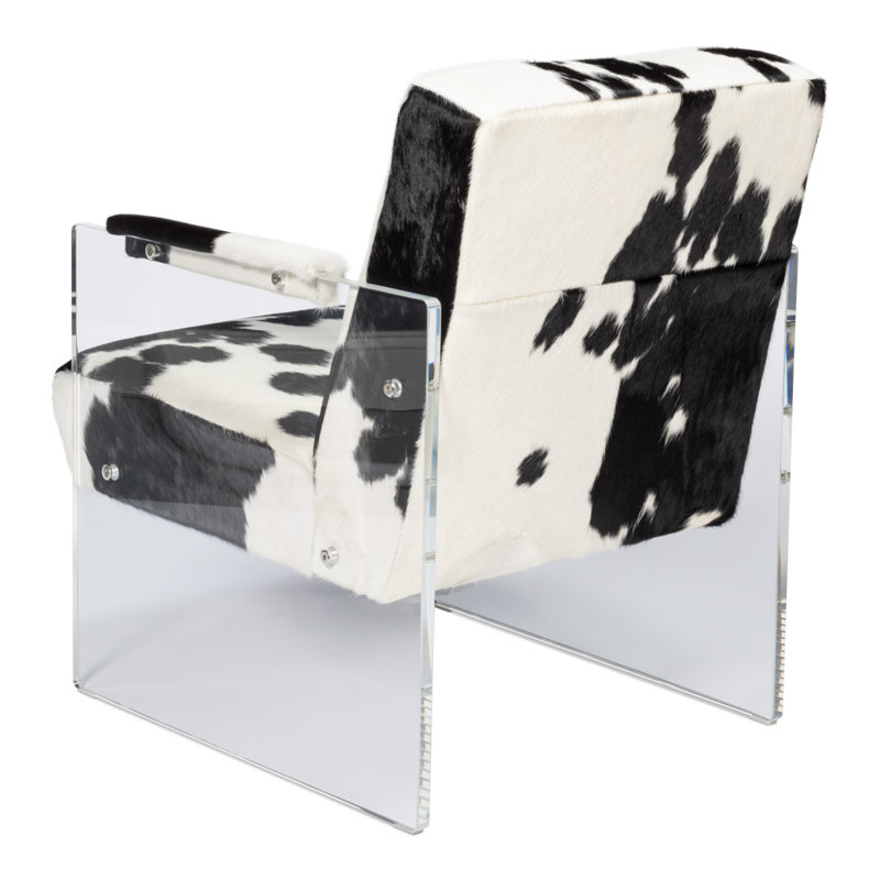 Holloway Leather Armchair, Black/White Genuine Leather