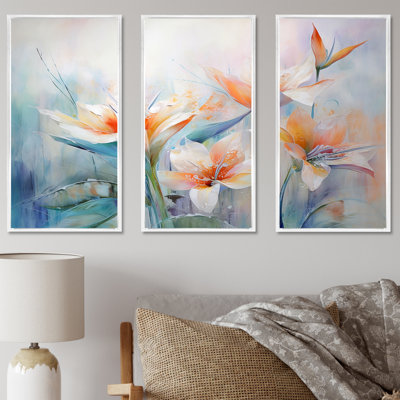 Ensemble de décorations murales beige et orange Birds Of Paradise Tranquility