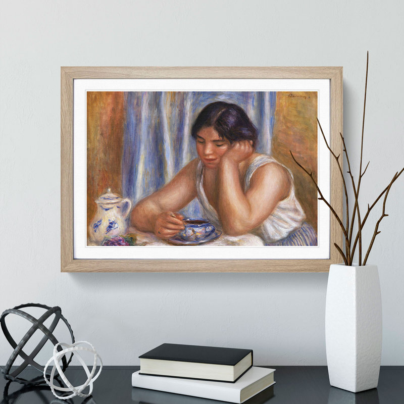 A Cup of Chocolate by Pierre-Auguste Renoir - Picture Frame Painting, 36cm H x 48cm W x 2cm D, Oak
