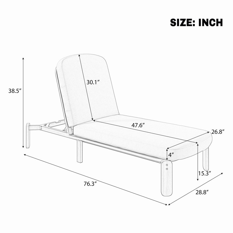 Chaise longue d'extérieur 76,3 po Donnie, Gris