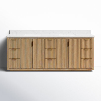 Adela 84'' Double Bathroom Vanity with Stone Top