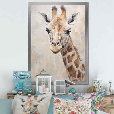 " Minimalism Beige Giraffe Portrait "