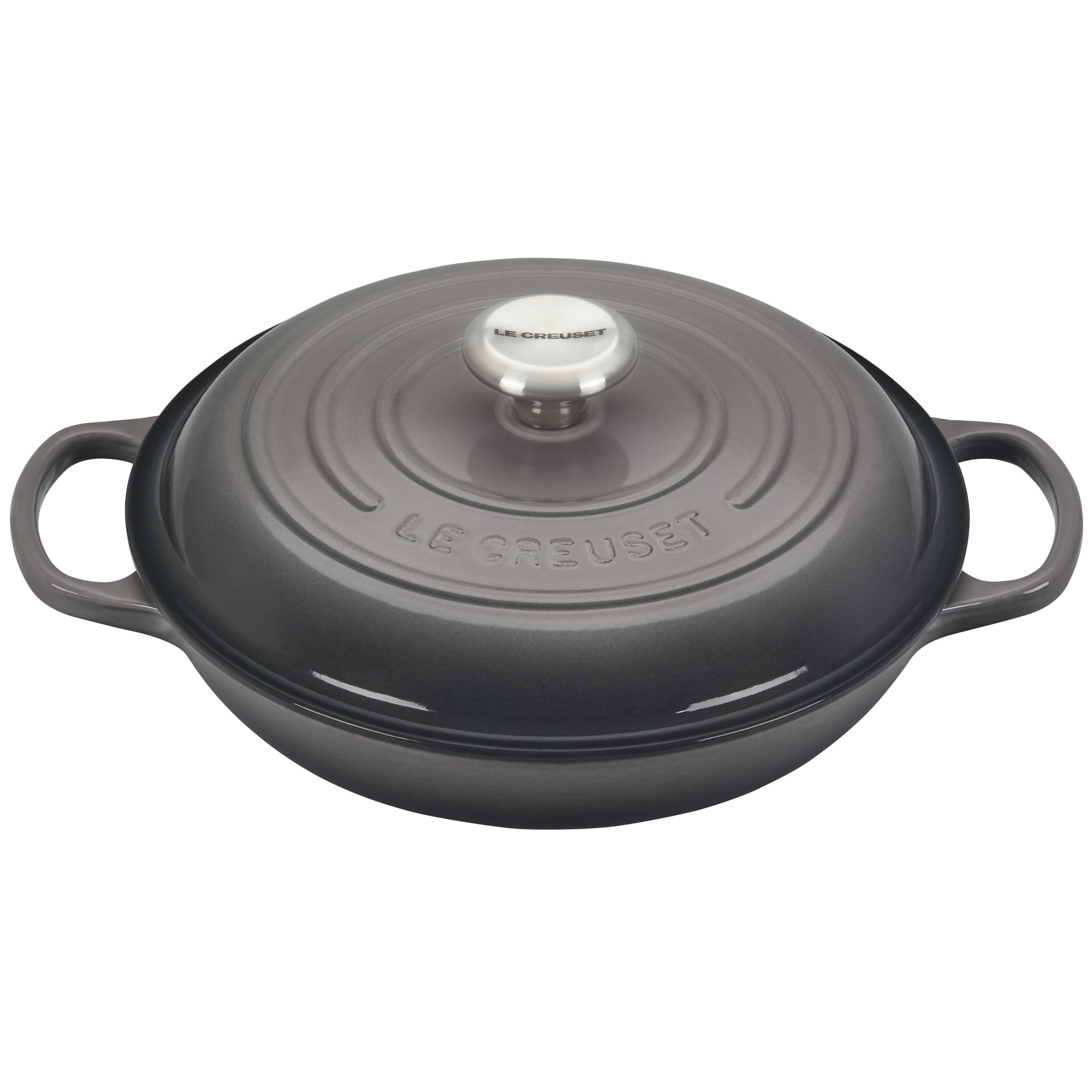 Le Creuset Signature Enameled Cast Iron Braiser with Lid, Oyster, 5 quarts