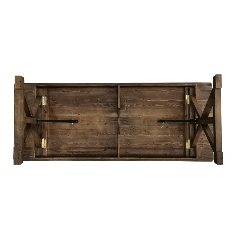 Eternity Rectangular Solid Pine Farm Dining Table with Folding X-Style Legs, 40.25" W  x 108" L, Rustic Pine