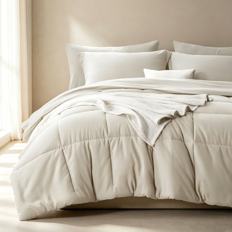 Ensemble d'édredon en duvet synthétique 7 saisons, Beige