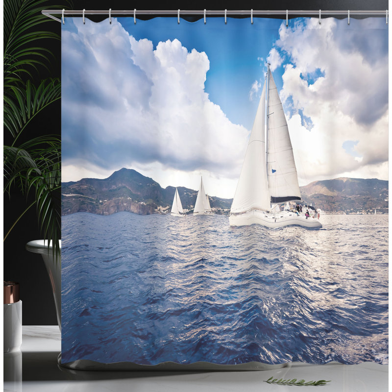 Shower Curtain with Hooks Included, 75" H x 69" W