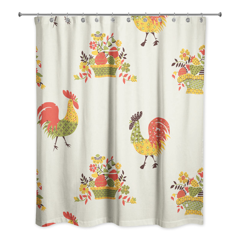 Rideau de douche simple coq Hamil, Beige