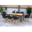 Bahjat 9pc Outdoor Patio FSC Solid Teak Dining Set