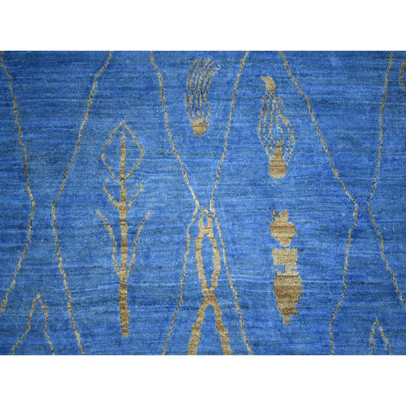 Tapis berbère marocain en laine noué à la main 8 pi 4 po x 9 pi 4 po bleu denim 68E2D471B5D24172A53B7F218112F977